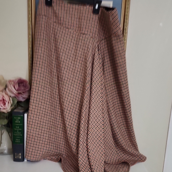Talbots A-Line Checkered Skirt - Black and Tan XL 14 Career Office Quiet Luxury - Picture 6 of 13
